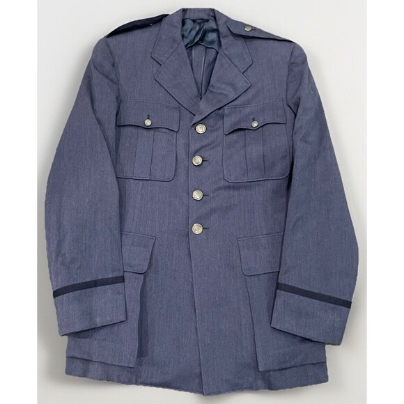 Vintage 1950s Men’s Officer USAF Blue Wool Coat Air Force Dress Jacket Size 40L - Picture 1 of 13